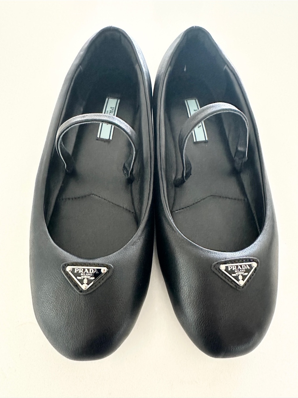 Prada Padded Ballerina Flat Black Leather Size 38 Made in Italy - Picture 7 of 11